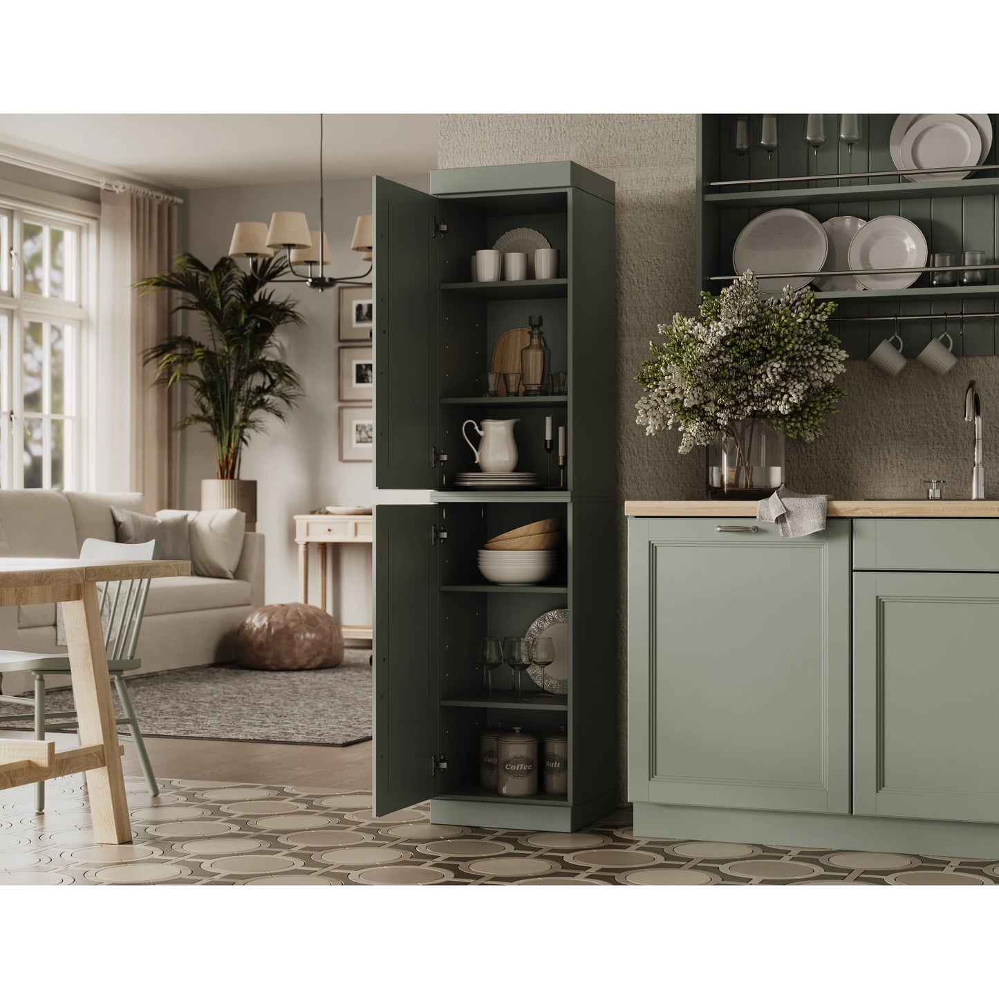 100% Solid Wood 16.5" Kitchen Pantry Cabinet with Doors by Palace Imports