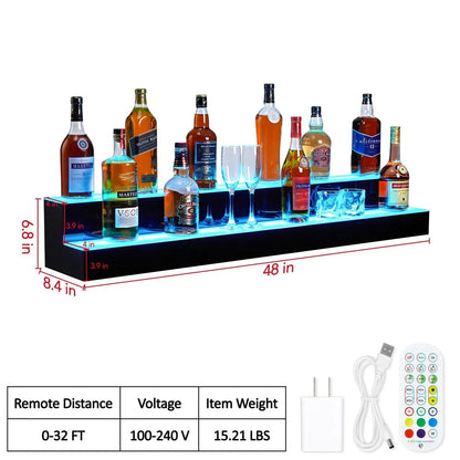 LED Light-Up Wine Bottle Display Rack, Wall-Mounted Acrylic