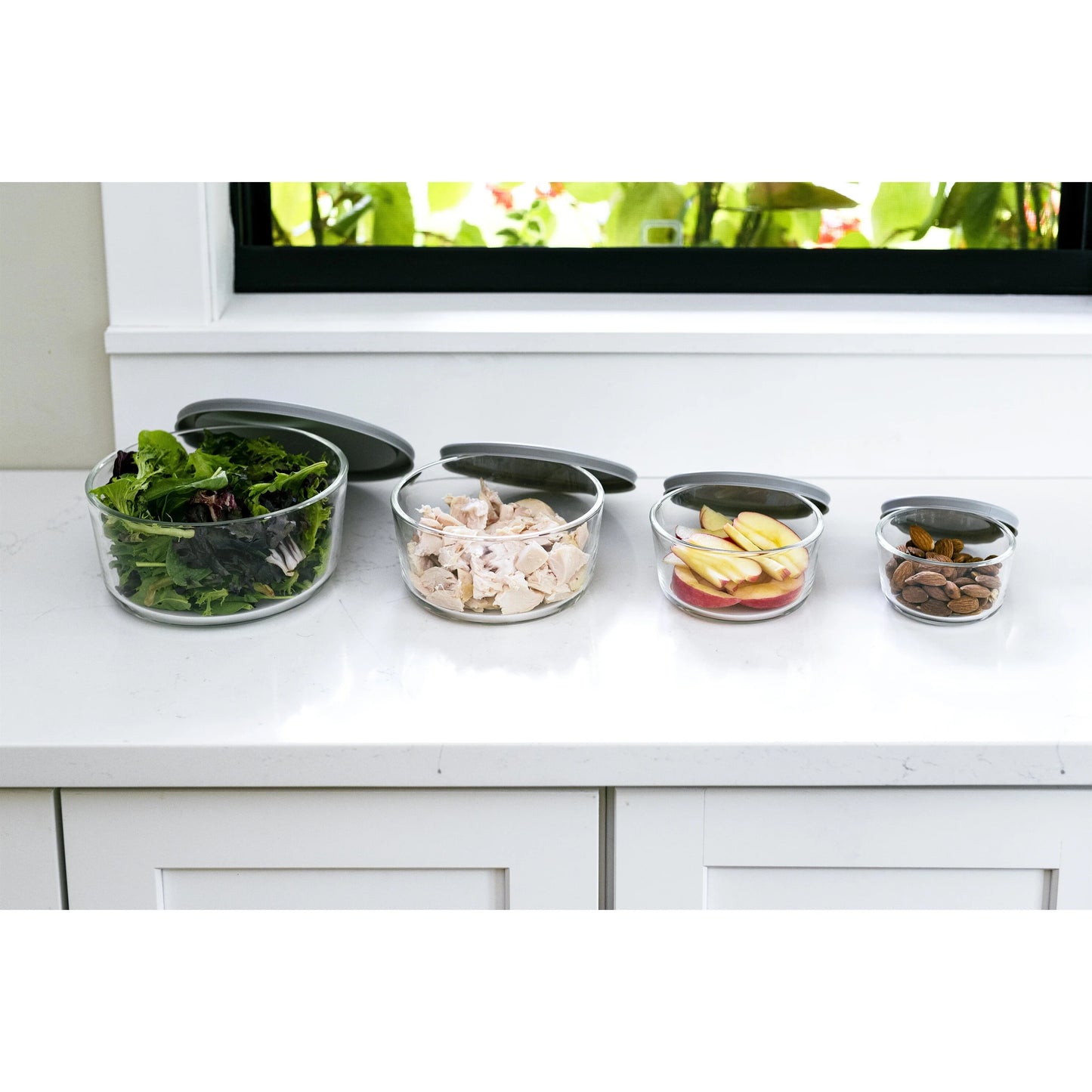 Glass Food Storage Set - Round Nesting, 8-Piece, BPA-Free, Airtight Lids, Microwave & Oven Safe