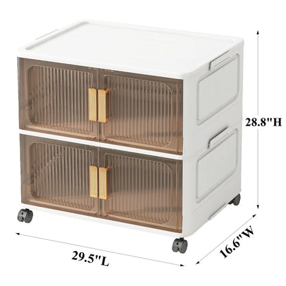 Stackable Closet Organizer Collapsible Storage Bins with Lids Organizer with Wheels for Home, Kitchen, Office
