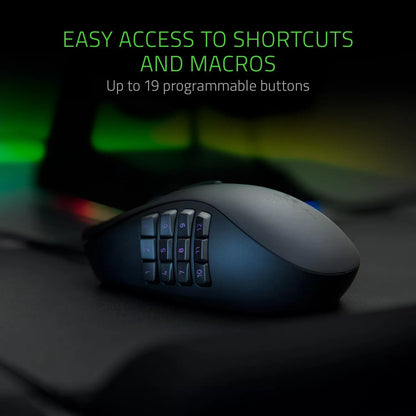 Razer Naga Pro Wireless Gaming Mouse: Interchangeable Side Plate w/ 2, 6, 12 Button Configurations - Focus+ 20K DPI Optical Sensor - Fastest Gaming Mouse Switch - Chroma RGB Lighting