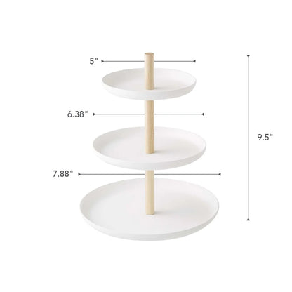 Yamazaki Home Serving Stand, Steel and Wood, Holds 6.6 lbs - L 7.87 x W 7.87 x H 9.45 inches