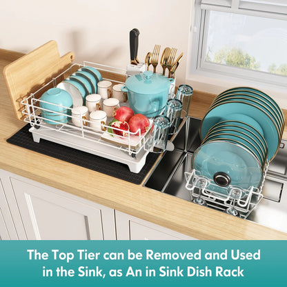 JASIWAY 2 Tier Kitchen Stainless Steel Dish Rack