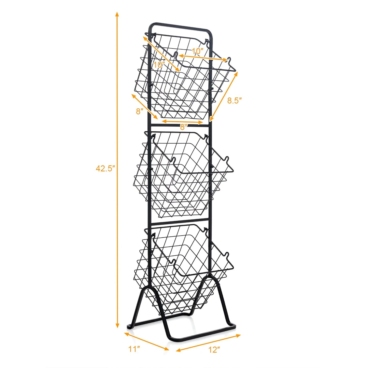 Costway 3-Tier Wire Fruit Basket Stand Kitchen Snack Vegetable Storage - See Details