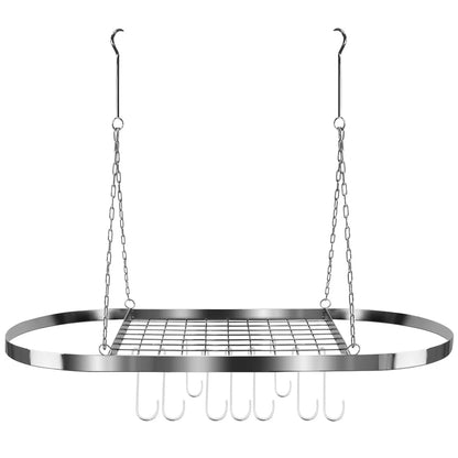 Ceiling mounted Pot Rack with Hooks - Chrome