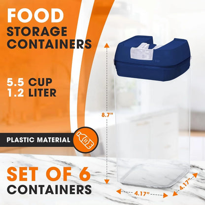 Cheer Collection Set of 6 Uniform Size Airtight Food Storage Containers