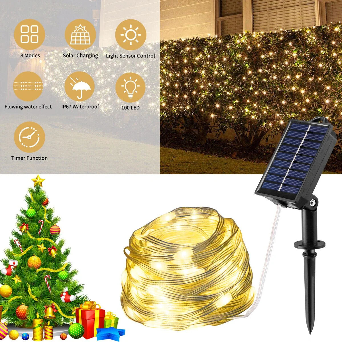 Solar LED Fairy String Lights for Outdoor Garden Decor