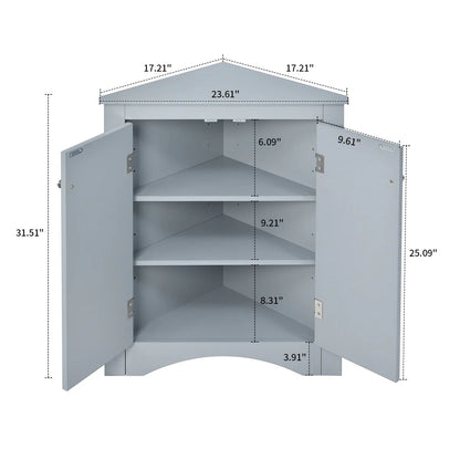 Modern Stylish Triangle Corner Storage Cabinet with Two Adjustable Internal Shelves
