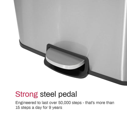 Innovaze 13 Gal./50 Liter Rectangular Stainless Steel Step-on Trash Can for Kitchen