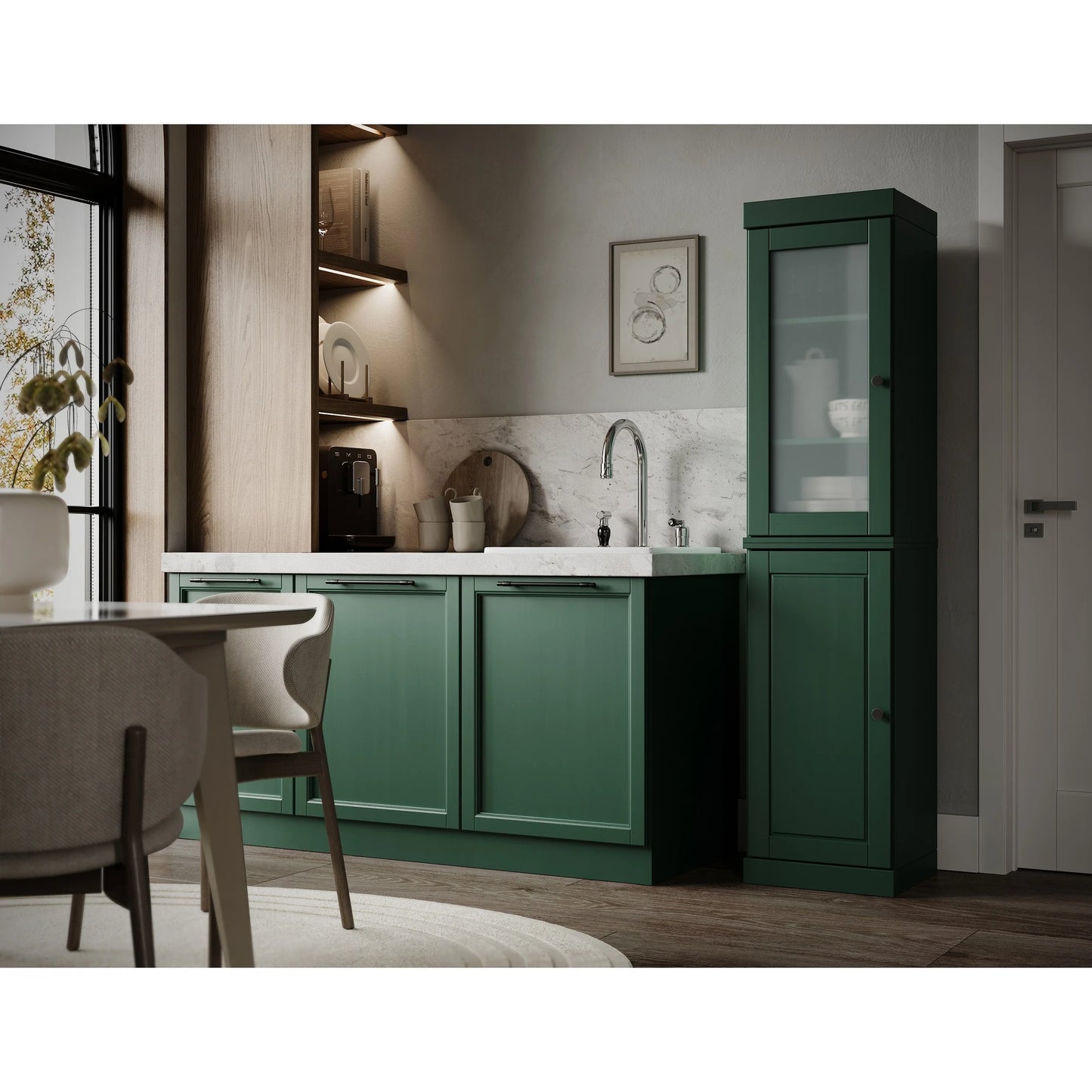 100% Solid Wood 16.5" Kitchen Pantry Cabinet with Doors by Palace Imports