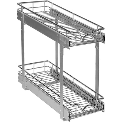Hold N’ Storage Pull Out Cabinet Organizer 2 Tier – Heavy Duty Metal with Lifetime Limited Warranty - Anti Rust Chrome Finish