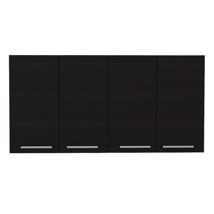 HomeRoots 47" Black Wood Wall Mounted Accent Cabinet With Four Doors