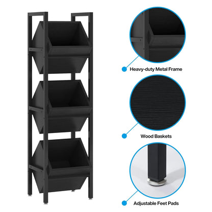 Vertical Standing Basket Storage Tower for Kitchen Bathroom Living Room