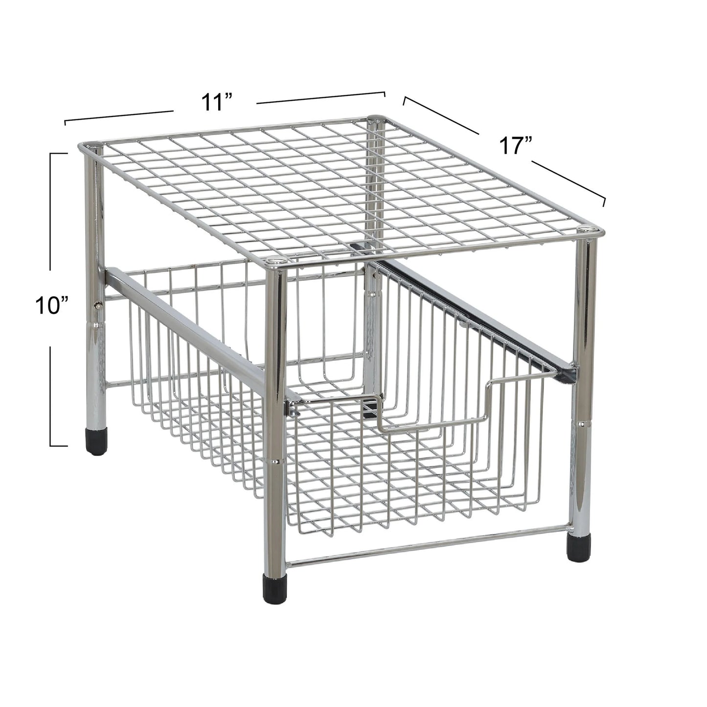 Household Essentials Silver Free Standing Pull Out Cabinet Organizer Shelf