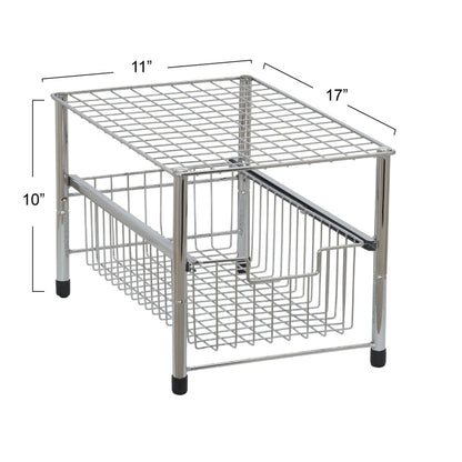 Household Essentials Silver Free Standing Pull Out Cabinet Organizer Shelf
