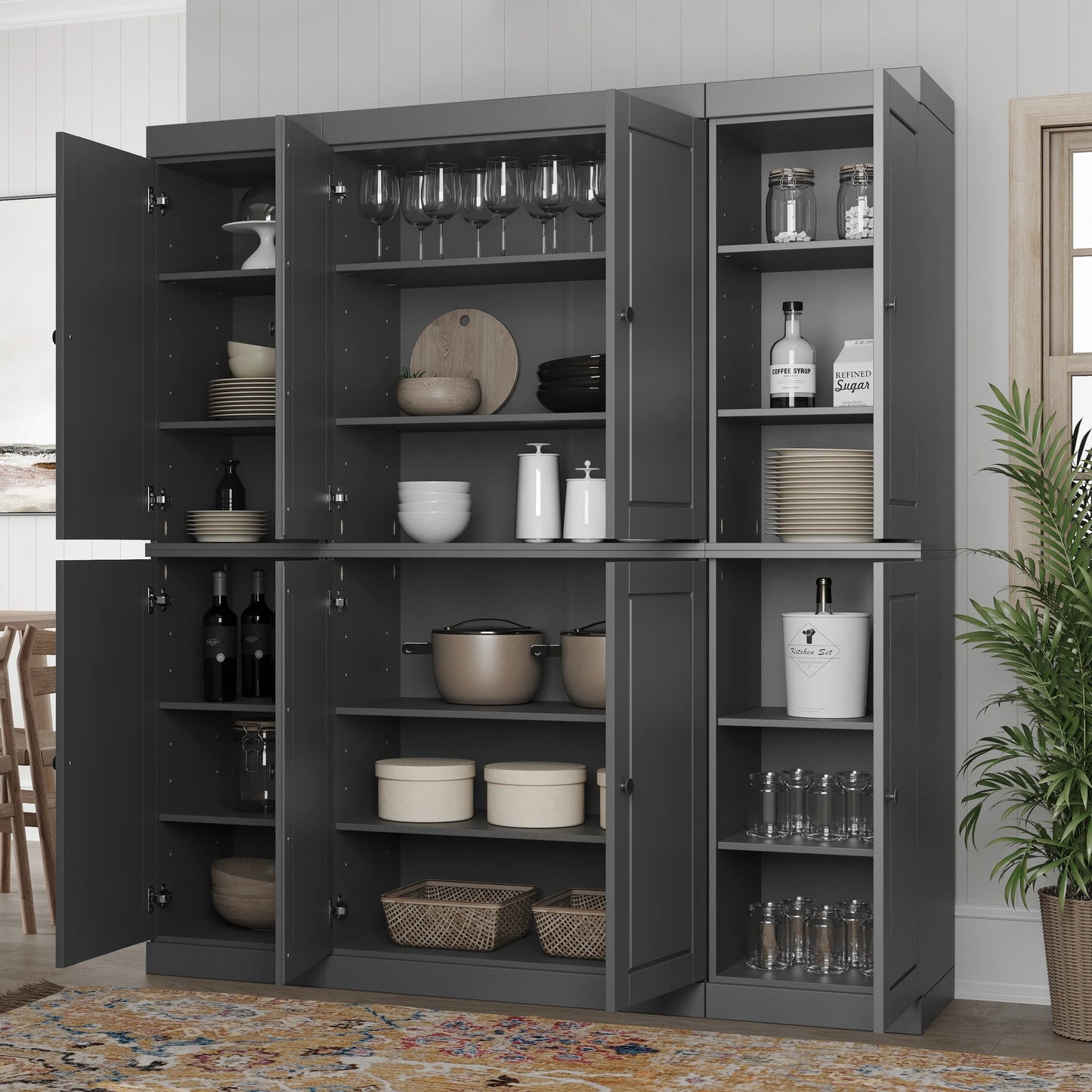 100% Solid Wood 65" Kitchen China Pantry Buffet by Palace Imports - 65" x 71.5"