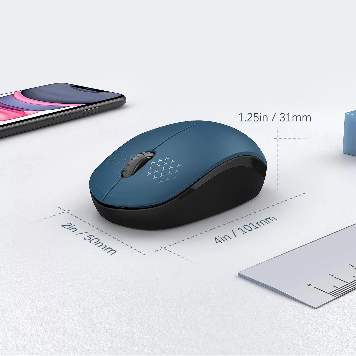 seenda Wireless Mouse, 2.4G Noiseless Mouse with USB Receiver - Portable Computer Mice for PC, Tablet, Laptop with Windows System - Mint Green