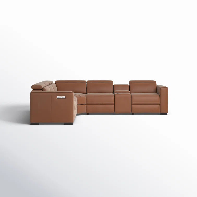 Graddy 6 - Piece Leather Power Reclining Sectional