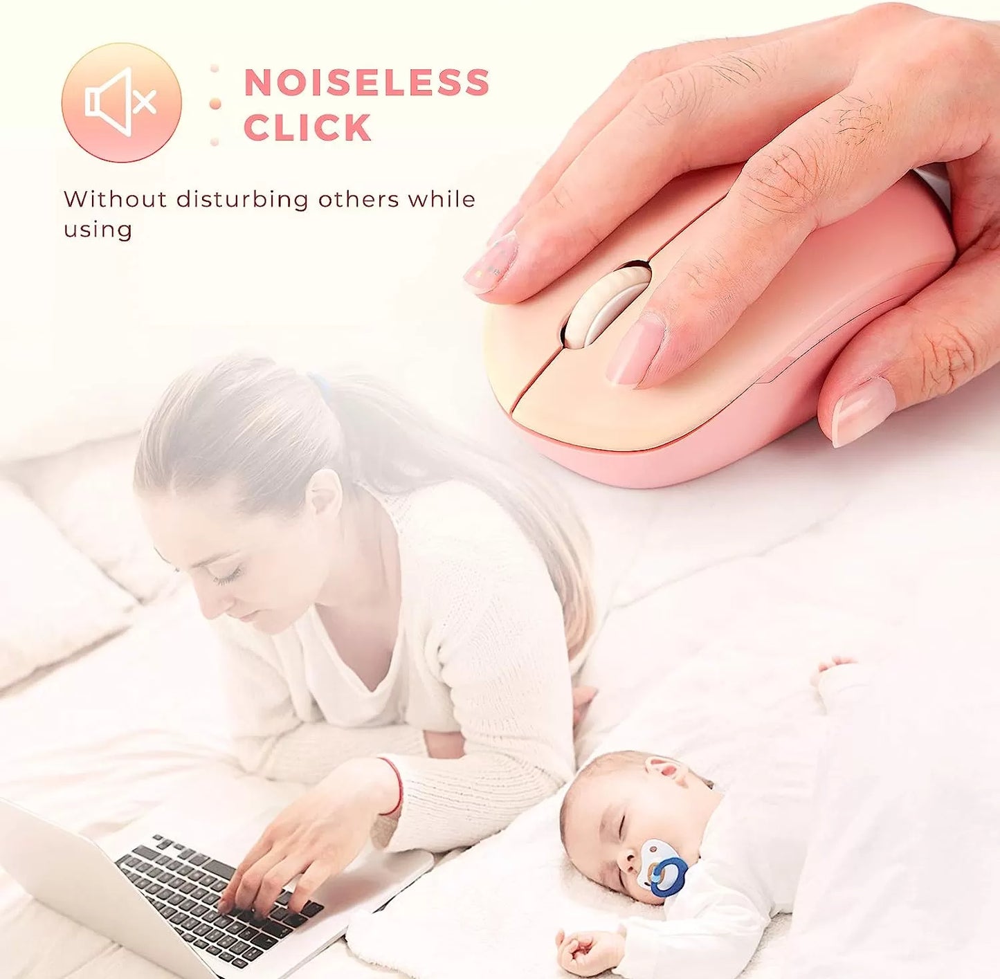 seenda Wireless Mouse, 2.4G Noiseless Mouse with USB Receiver - Portable Computer Mice for PC, Tablet, Laptop with Windows System - Mint Green