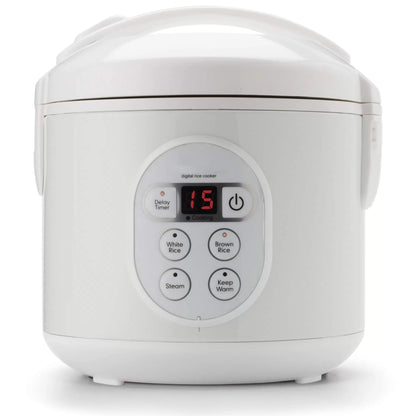 Rice Grain Cooker and Food Steamer, Stainless, Silver, 4-Cup (Uncooked) / 8-Cup (Cooked)