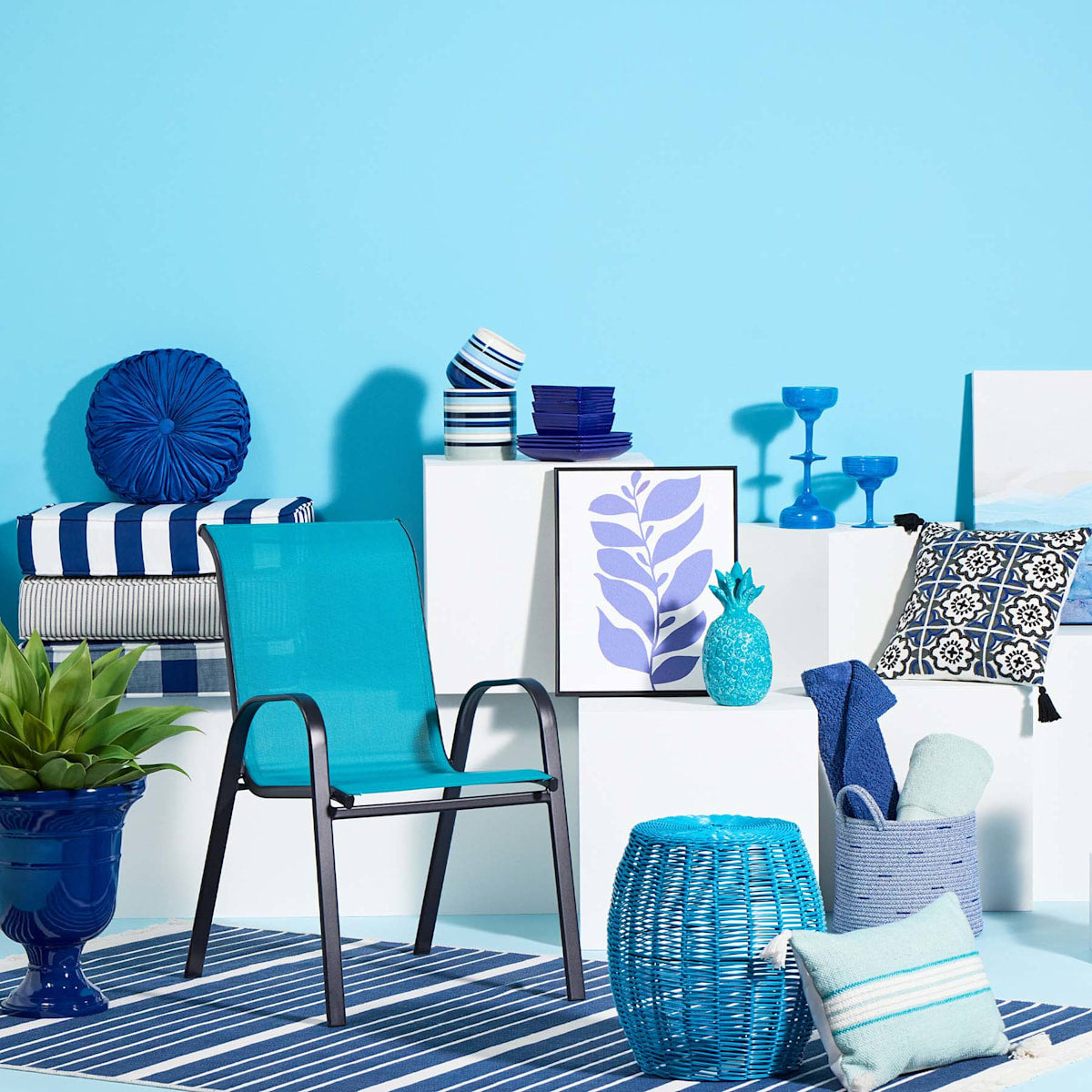 Stackable Sling Patio Chair, Teal