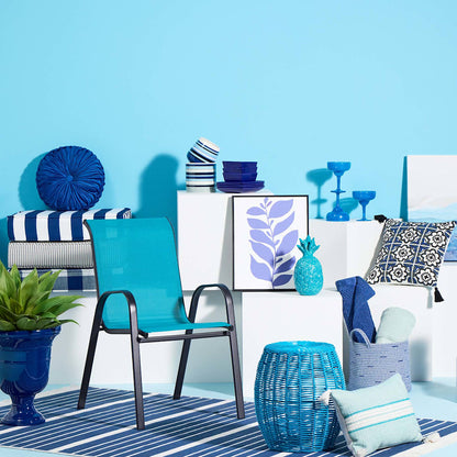 Stackable Sling Patio Chair, Teal