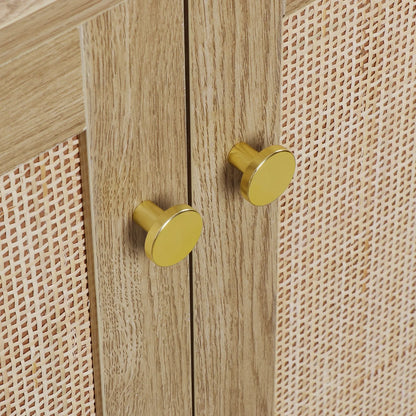 Anmytek Mid-Century Modern 2-Door Wood Rattan Buffet Sideboard Kitchen Storage Cabinet with 3 Drawers