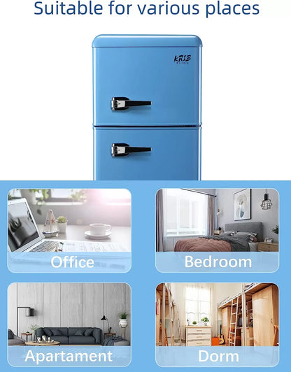 KRIB BLING Mini Fridge with Freezer on Top, 3.5 Cu.Ft Compact Refrigerator with 7 Levels Adjustable Thermostat, Small Fridge for Dorm, Office, RV Camping, Silver