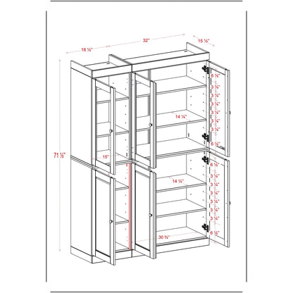 Palace Imports 100% Solid Wood China Pantry with Glass or Solid Wood Doors and 2-Drawers - 48.5" x 71.5"