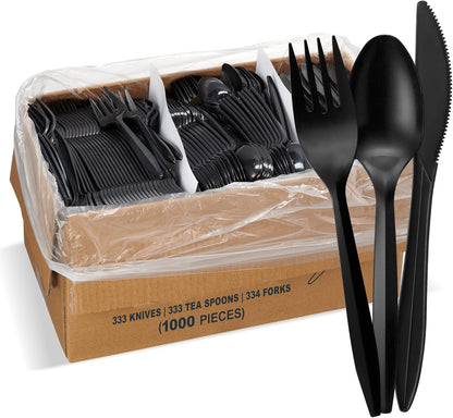 1,000 Plastic Disposable Sporks Bulk White Medium Weight Disposable Silverware Plastic Cutlery Spork