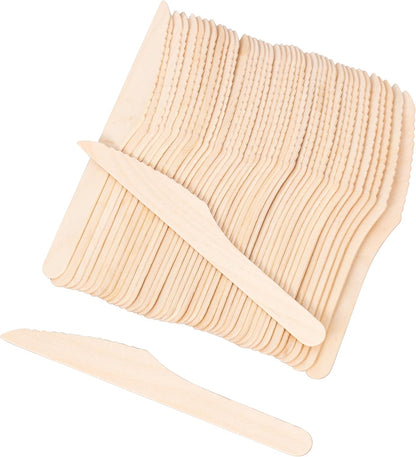 ANTETOK Disposable Wooden Cutlery Spoons - 100 Pack Wooden Spoons Disposable,Biodegradable and Earth Friendly, 6.3 Inch Length