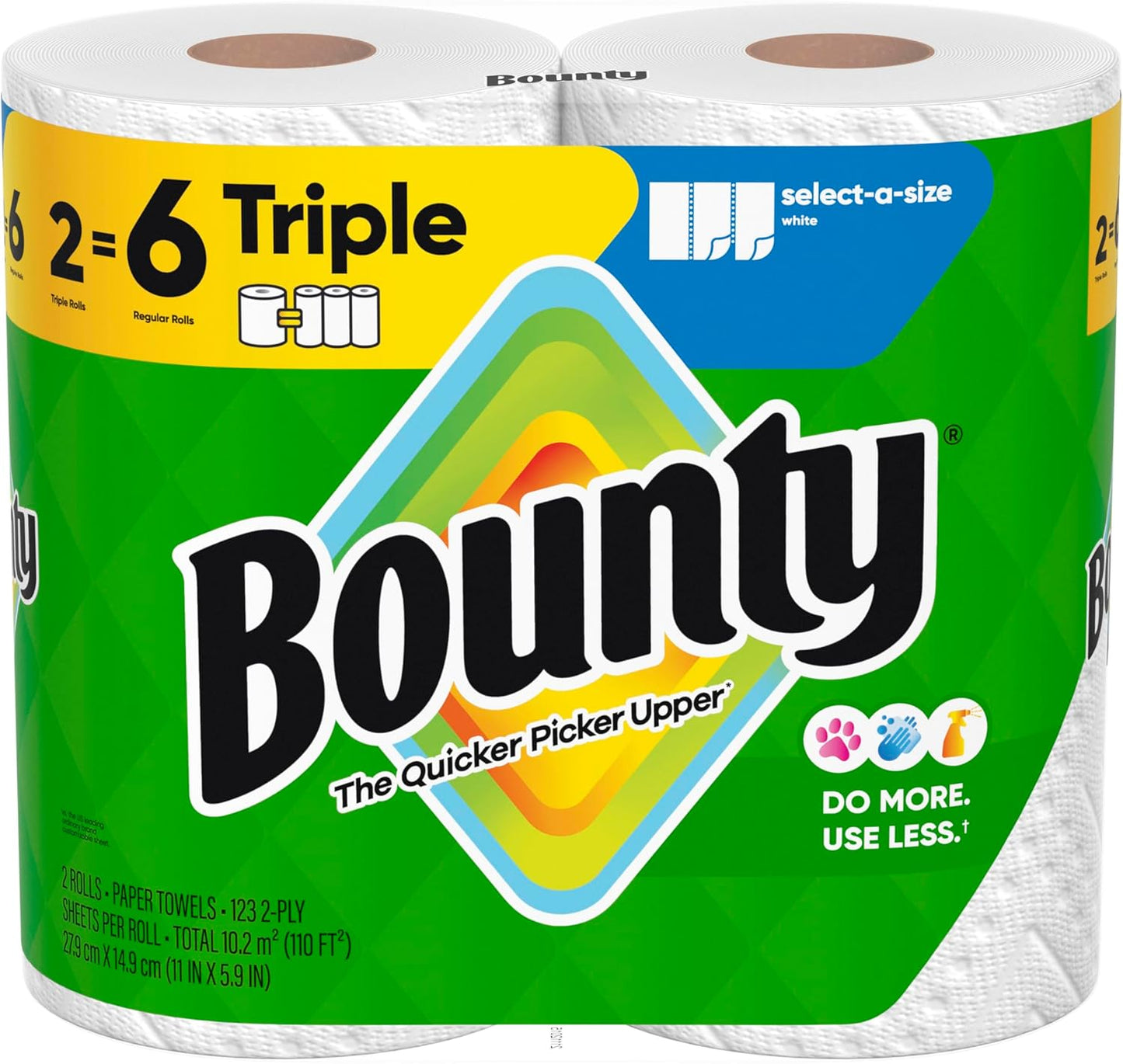 Bounty Select-A-Size Paper Towels, White, 8 Triple Rolls = 24 Regular Roll