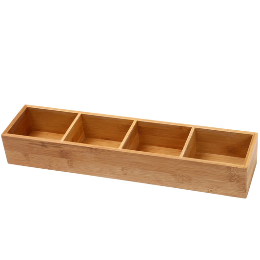 YBM HOME Bamboo 4 Compartment Organizer Tray for Drawers - 4 Compartment