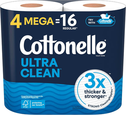 Cottonelle Ultra Clean Toilet Paper, 9 Mega Rolls = 36 Regular Rolls, Packaging May Vary