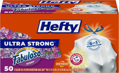 Hefty Ultra Strong Tall Kitchen Trash Bags, Lavender & Sweet Vanilla Scent, 13 Gallon, 80 Count