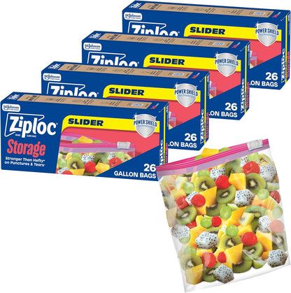 Ziploc Gallon Food Storage Slider Bags, Power Shield Technology for More Durability, 68 Count