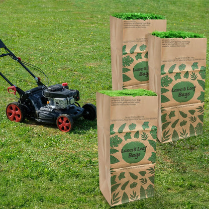 YOUEON 10 Pack 30 Gallon Leaf Bags Brown Paper, 2-Ply Heavy Duty Lawn and Refuse Bags, Yard Waste Bags for Home, Garden, Yard, Self Standing and Tear Resistant