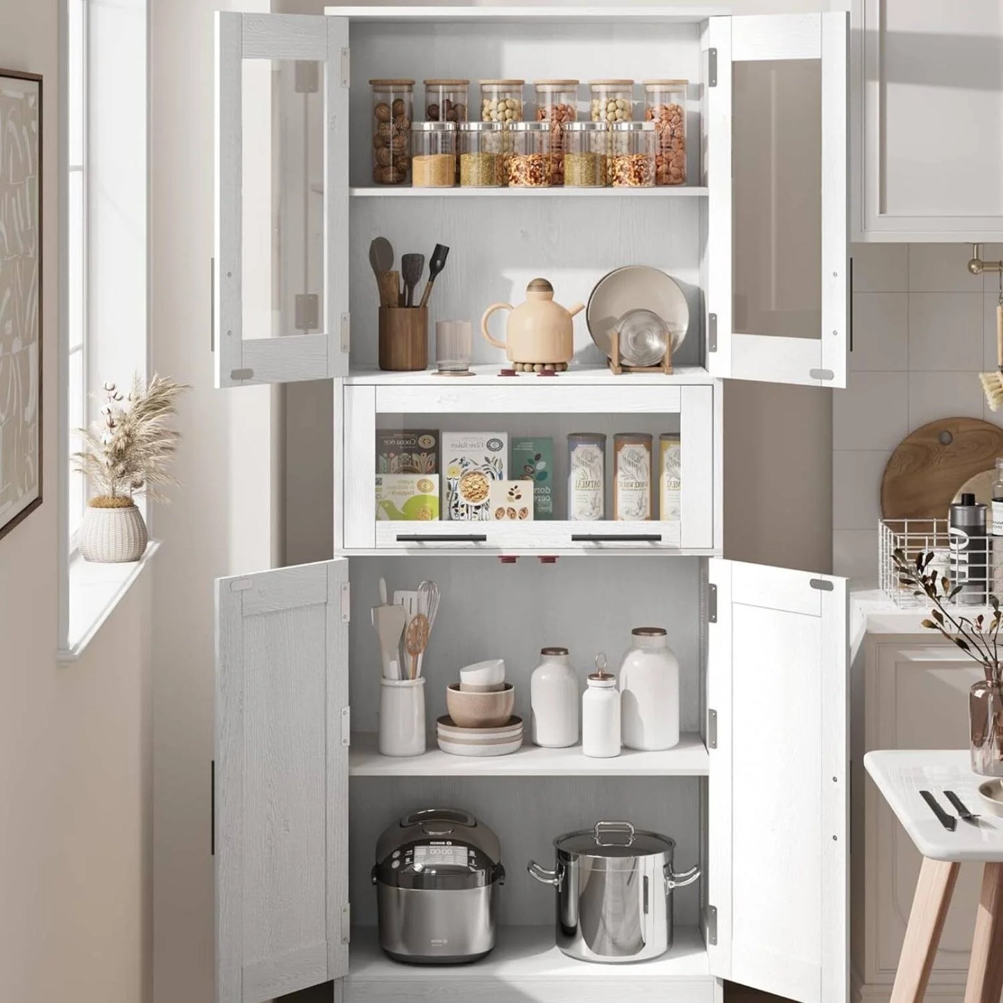 Tall Cabinet with Doors and Adjustable Shelf, Kitchen , Bathroom - N/A