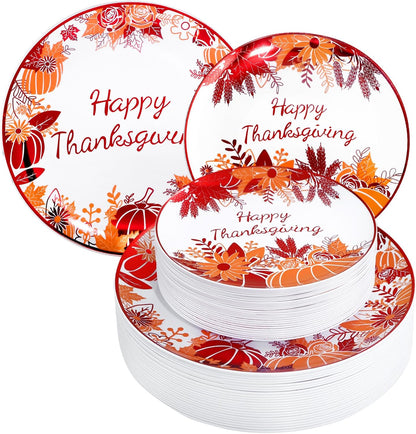 Rubtlamp 60Pcs Clear Plastic Plates,Clear Disposable Plates With Gold Rim,Heavy-duty Gold Plates,Hammered Party Plates Include 30Clear Dessert-Platos,30Dinner-Platos for Wedding, Party