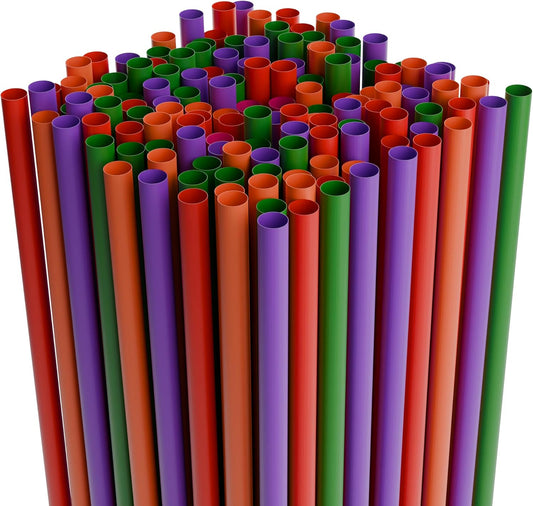 7.75" Plastic Straws (500 Count), Disposable Straws - Made For Standard 16oz Glass (Black)