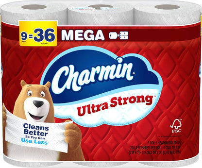 Charmin Ultra Strong Toilet Paper, 6 Mega = 24 Regular Rolls, 2-Ply, White