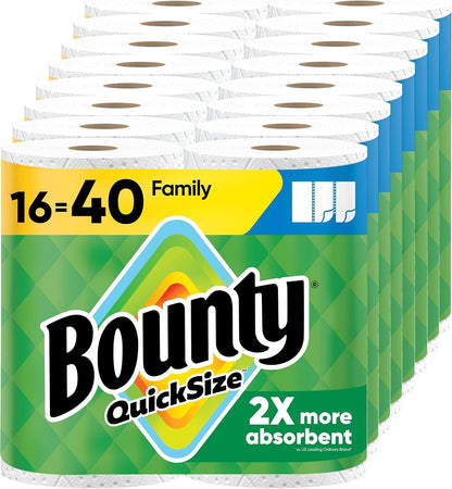 Bounty Quick Size Paper Towels, White, 8 Family Rolls