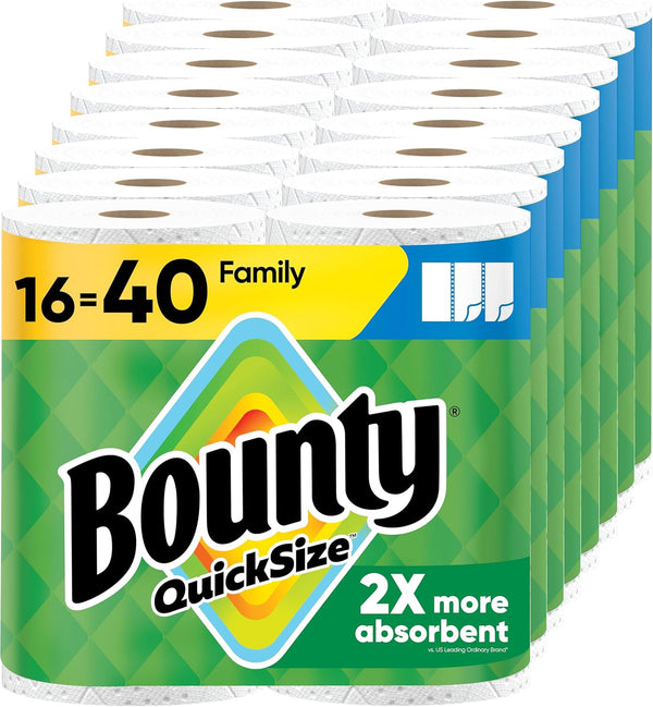 Bounty Quick Size Paper Towels, White, 8 Family Rolls