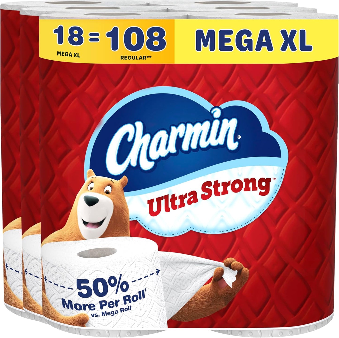 Charmin Ultra Strong Toilet Paper, 6 Mega = 24 Regular Rolls, 2-Ply, White