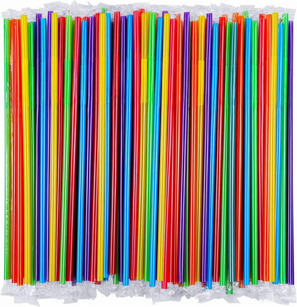 100PCS Flexible Plastic Straws, Colorful Disposable Bendy Party Fancy Straws12.8inch Extra Long Straws Party Decorations