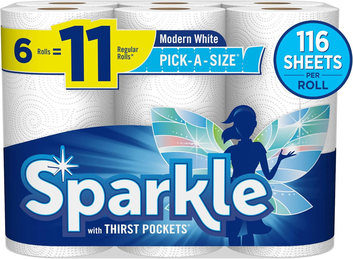 Sparkle Pick-A-Size Paper Towels, 24 Double Rolls (2,640 Sheets Total) - Strong 2-Ply Towels for Kitchen Cleanup and Everyday Messes