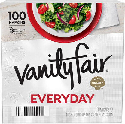 Vanity Fair Everyday Paper Napkins, 200 Count, Disposable Napkins Made Soft And Smooth For Everyday Meals