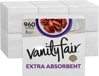 Vanity Fair Extra Absorbent Premium Paper Napkins, 160 Count, Disposable Napkins Made Soft And Strong For Messy Meals And Everyday Use