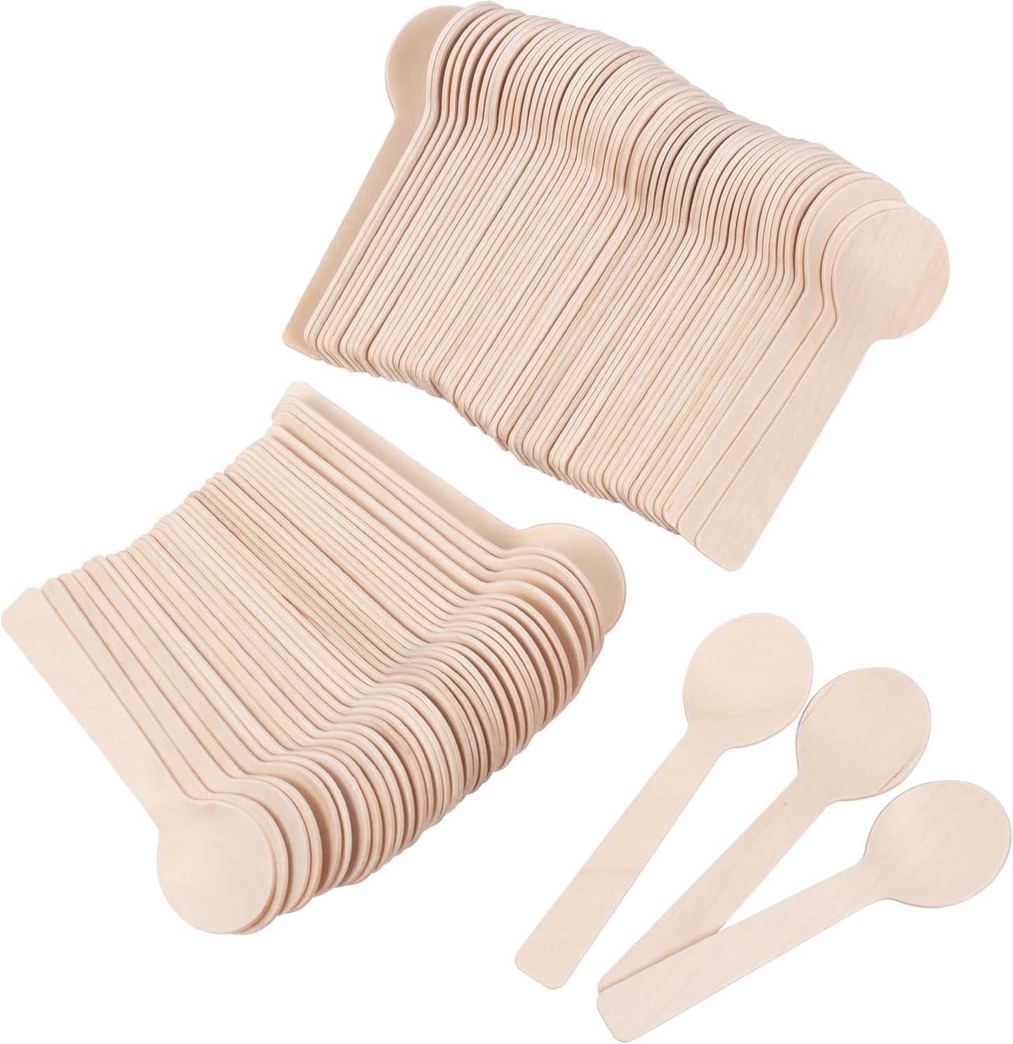 ANTETOK Disposable Wooden Cutlery Spoons - 100 Pack Wooden Spoons Disposable,Biodegradable and Earth Friendly, 6.3 Inch Length