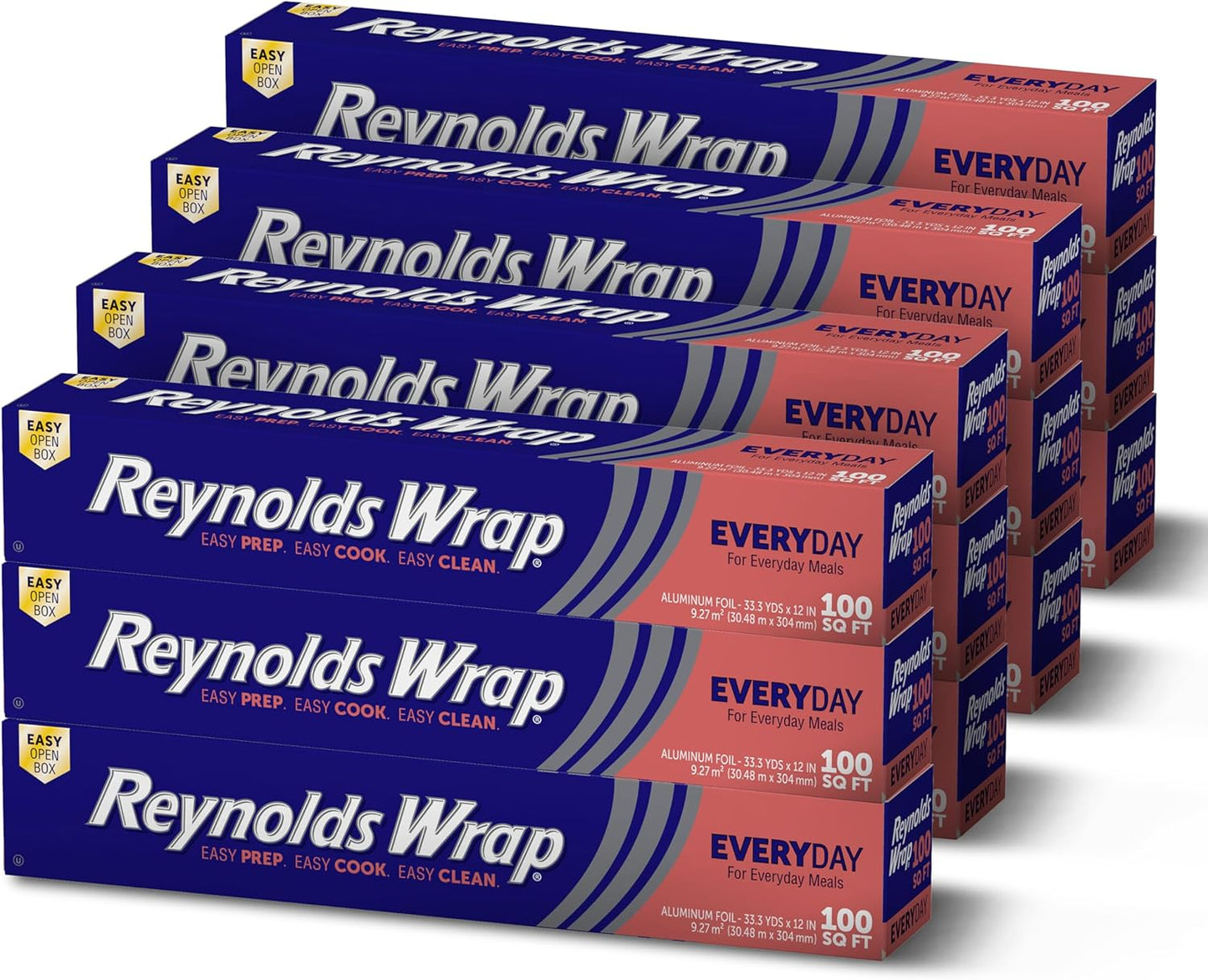 Reynolds Wrap Aluminum Foil Pack, Aluminum Foil Roll Double Pack, Easily Moldable Around Food for a Tight Seal, Great for Covering Dishes and Storing Leftovers, 2 Pack, 175 Sq. Ft. Rolls
